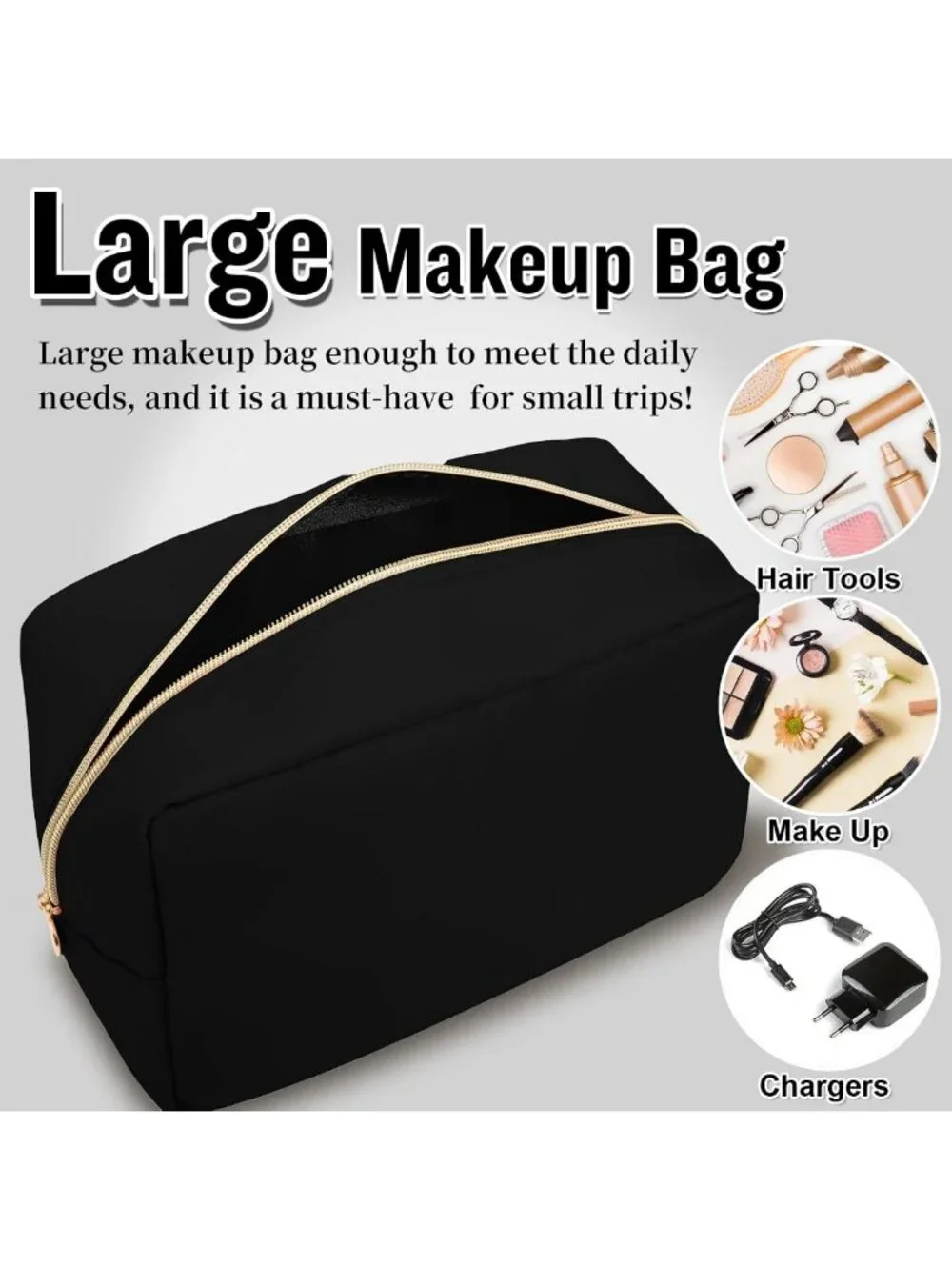 Large Waterproof Makeup Bag Pouch for Women | Cute Travel Cosmetic Organizer